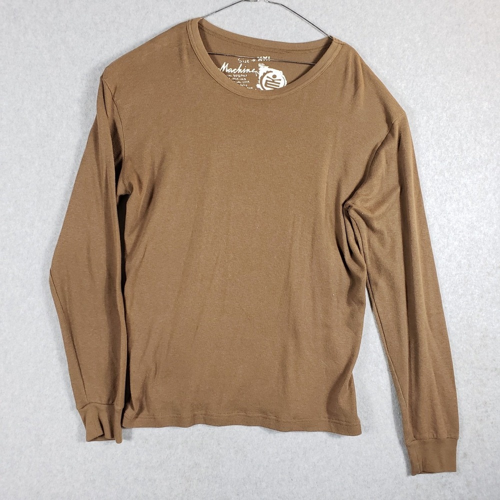 Machine Women's XXL Brown Waffle Knit Long Sleeve T-Shirt Top Casual Hipster‎